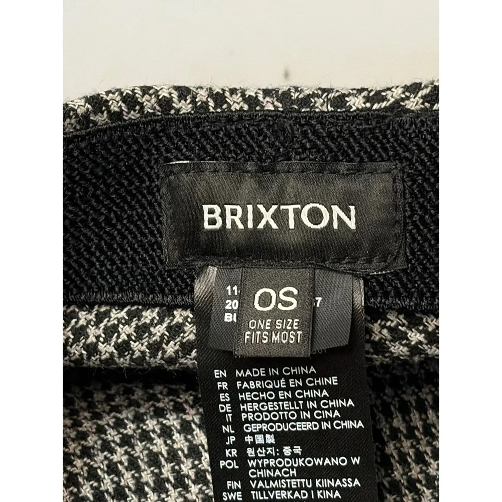 Brixton Hooligan Flat Cap Black White Houndstooth Wool Blend Newsboy Hat OS